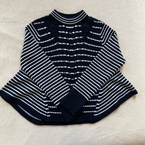 Striped Cable Knit Navy and White Flared Sweater
